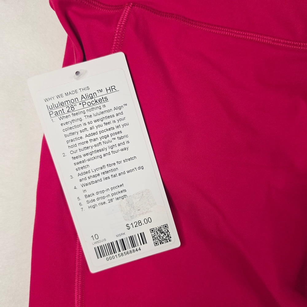 Lululemon Align HR Pant 28" With Pockets Size 10 Pink High Rise Leggings - Picture 5 of 8